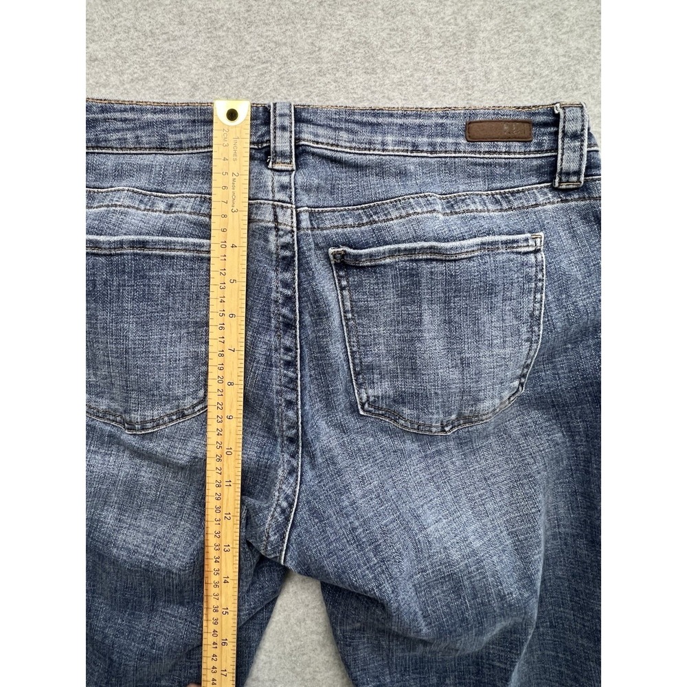 Kut From The Kloth Straight Leg Jeans Women's 12 Blue Med Wash Denim Distressed - Picture 9 of 14